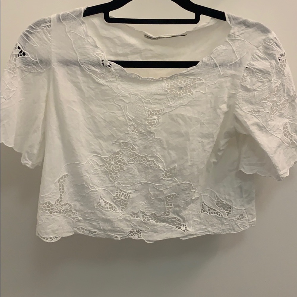 Zara Cropped Embroidered Shirt